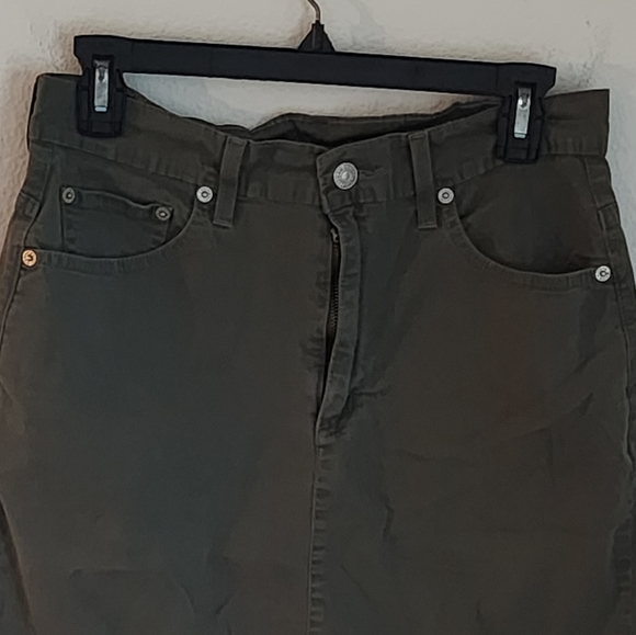 Levi's Mile High Skirt Army Green 5 Pocket Zip & Button Closure Misses Sz 6 - Picture 2 of 10